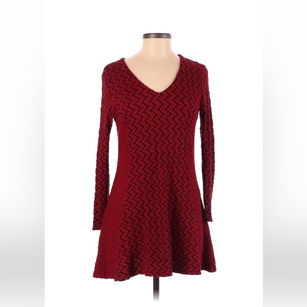 Tianello by Steve Barraza textured red a line tunic dress, size XS